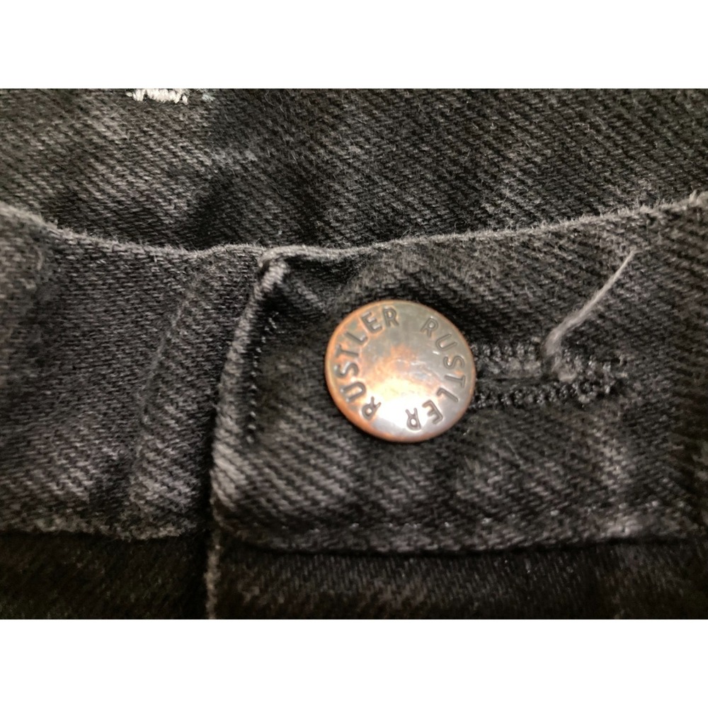 Rustler Black Denim Jeans Size 44x30 Men Straight Pockets - Picture 3 of 8